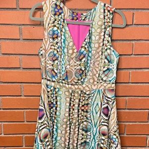 Stained glass faux wrap print dress